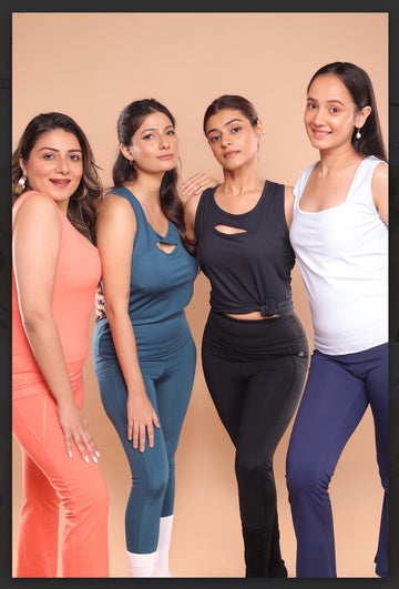 Active wear , Tank top, Sports bra, flare pants.