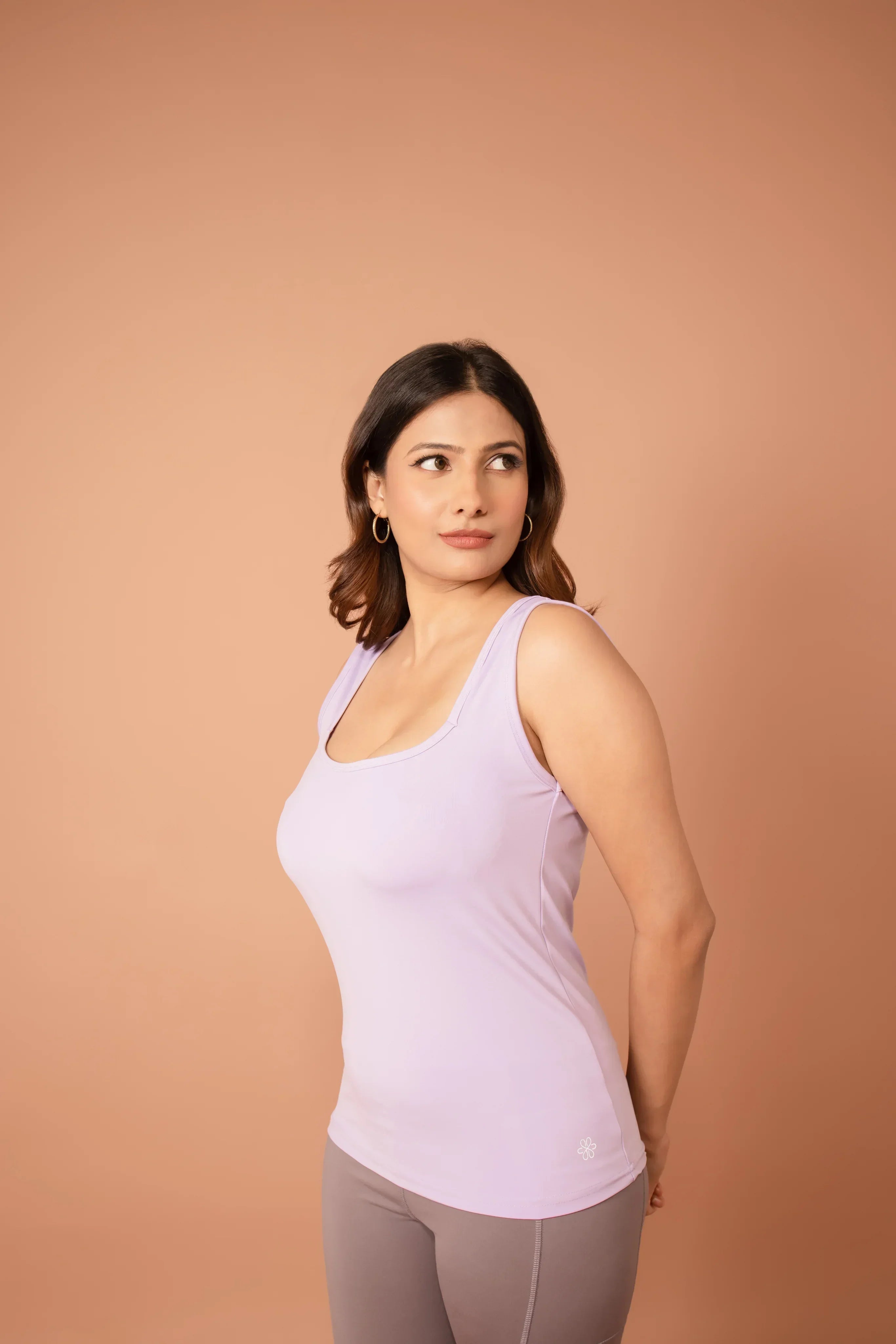 Elle Lilac Triangular Neck Tank Top