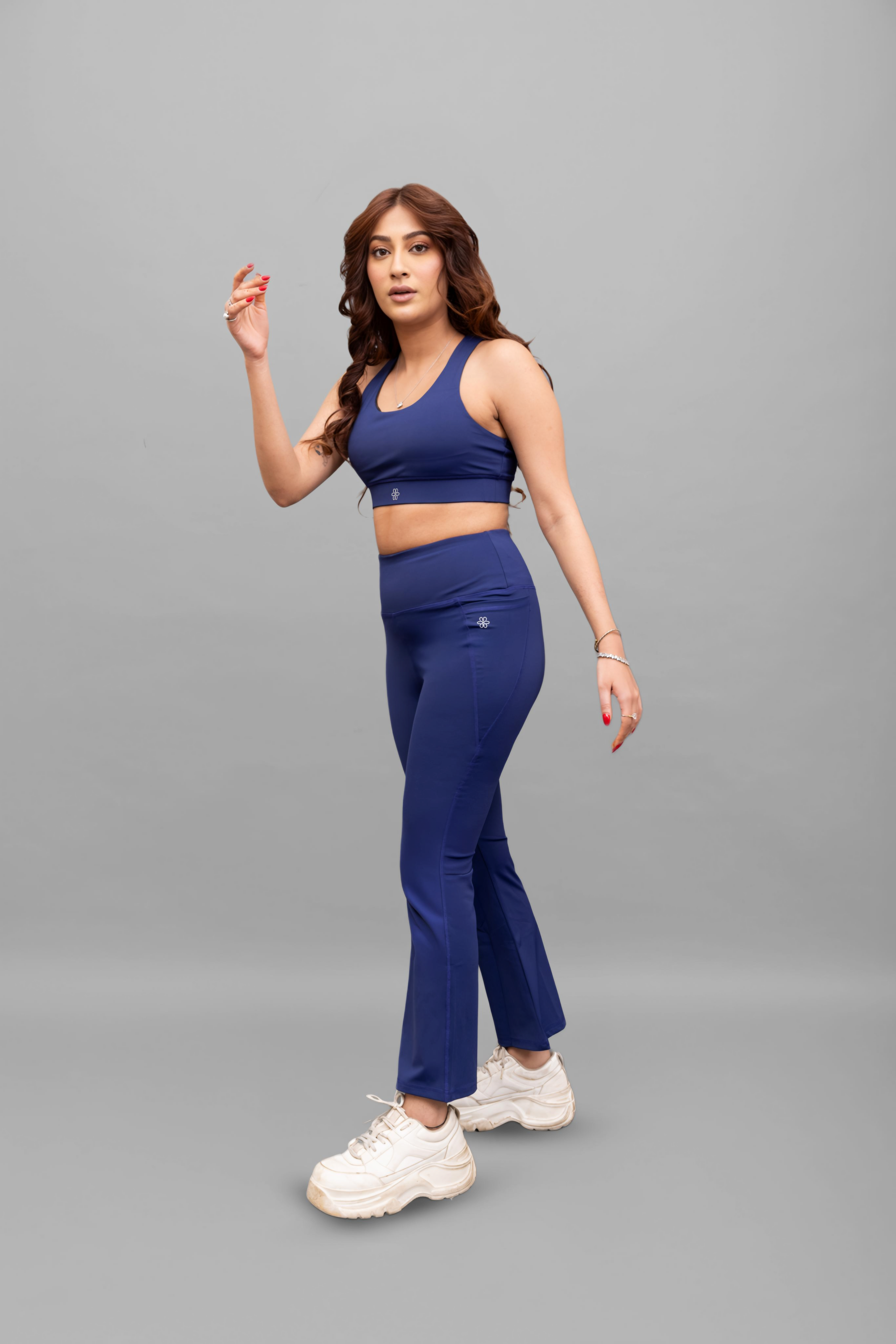 T-Criss Cross Navy Sports Bra & Essential Navy Flare Pants
