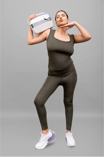 Elle Woodland-Olive Triangular Neck Tank-Lite