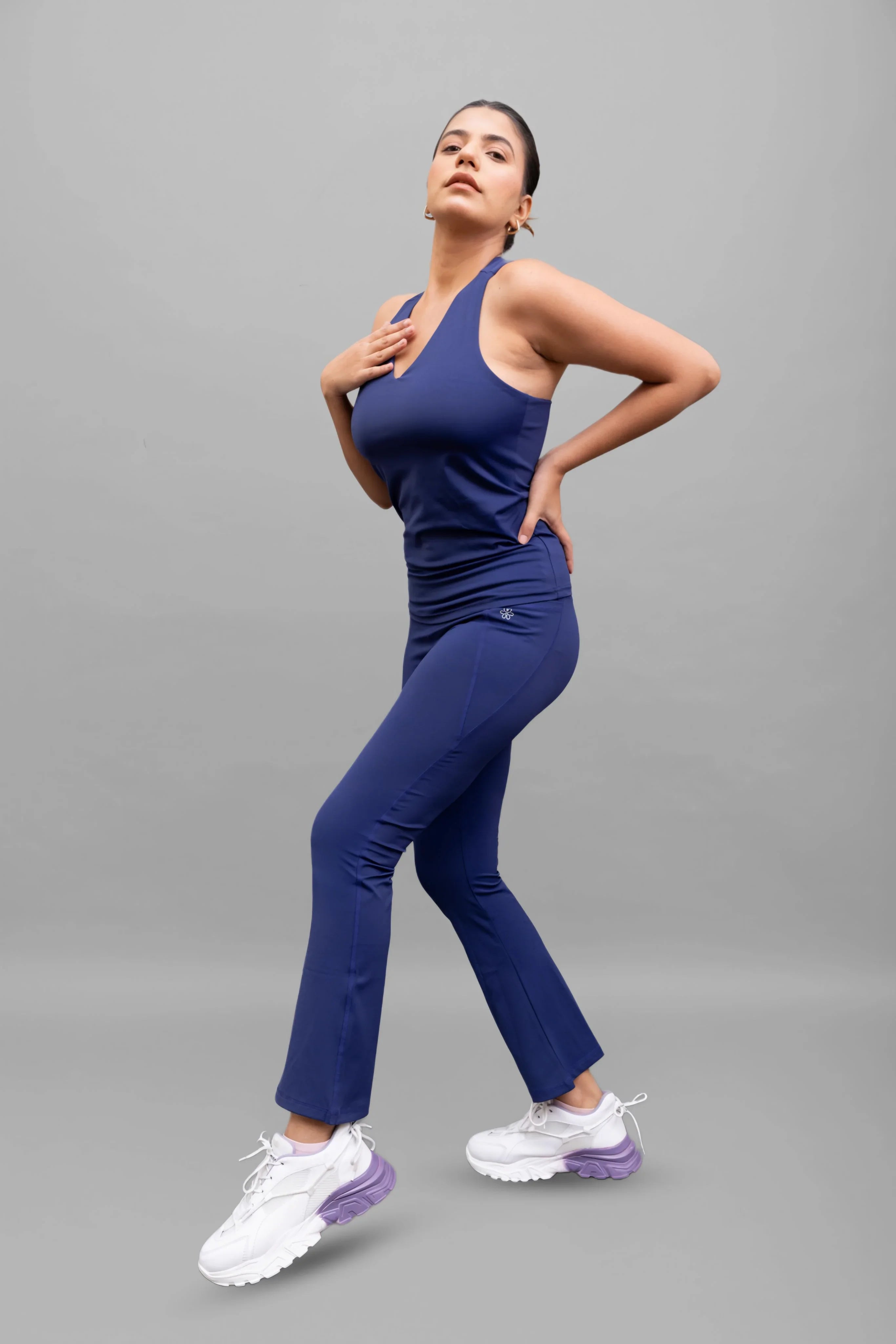 Grace V-Neck Navy Tank & Eseential Navy Flare Pants