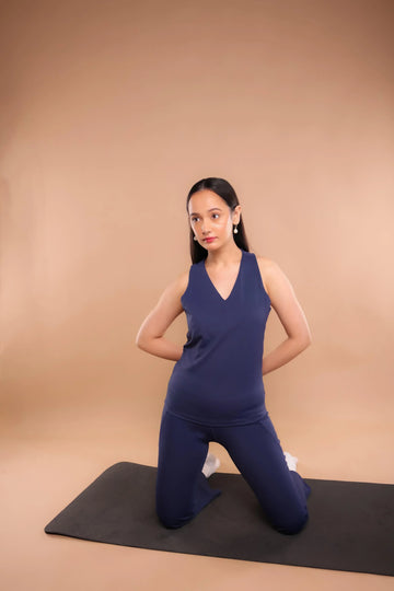 Grace V-Neck Navy Tank & Eseential Navy Flare Pants