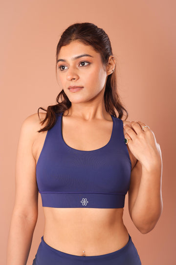 T-Criss Cross Navy Sports Bra & Essential Navy Flare Pants