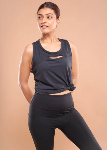 Tailored Noir U-Neck Tank Top
