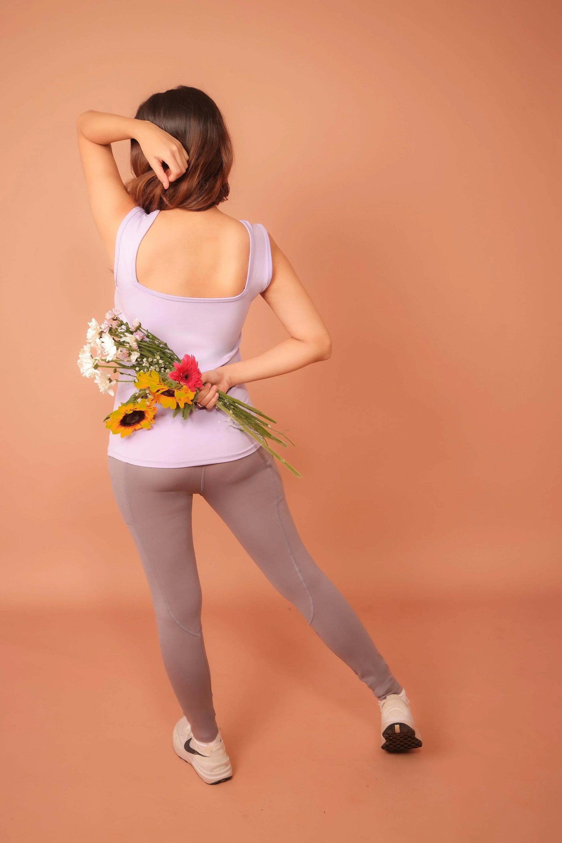 Elle Lilac Triangular Neck Tank Top