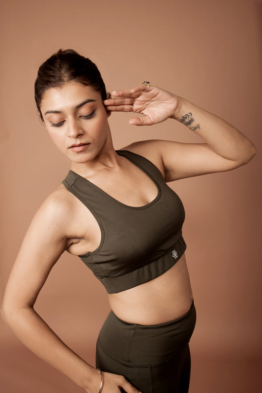 X-Fit Woodland-Olive Sports Bra