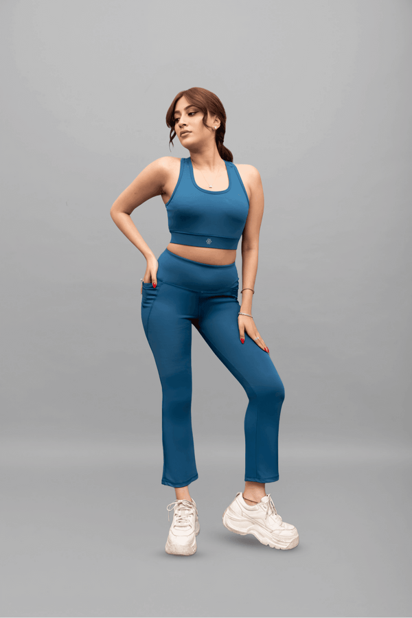 The Classic Teal Sports Bra & Essential Teal Flare Pants