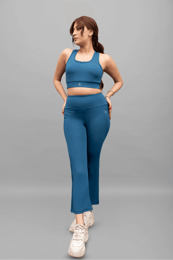 The Classic Teal Sports Bra & Essential Teal Flare Pants