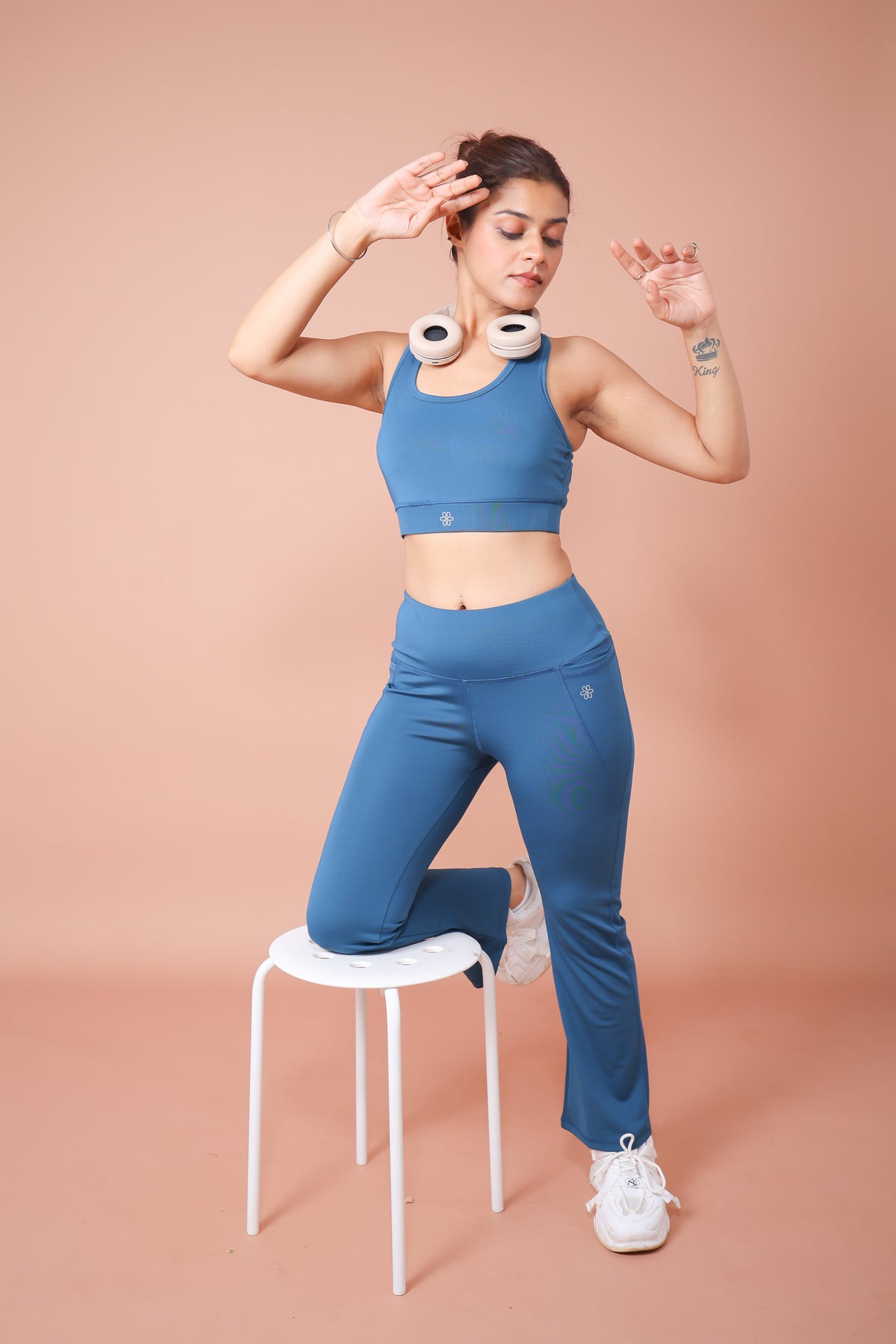 The Classic Teal Sports Bra & Essential Teal Flare Pants