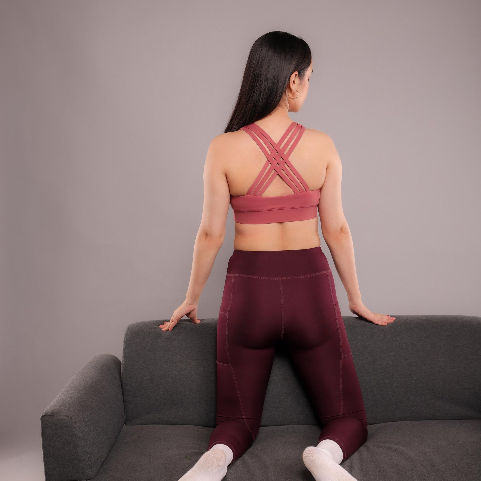 T-Criss Cross Dusty Rose Sports Bra