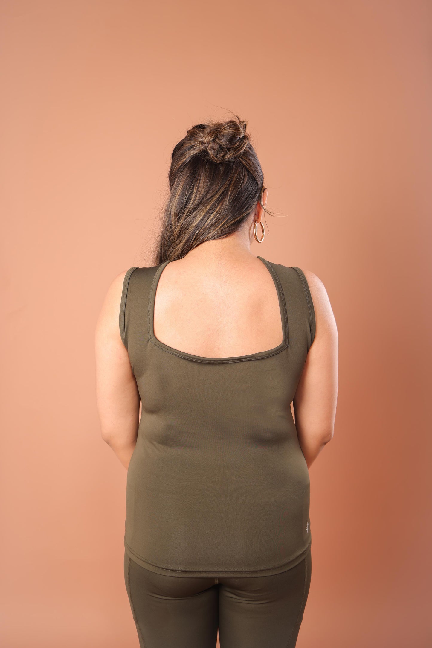 Elle Woodland-Olive Triangular Neck Tank-Lite