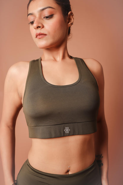 X-Fit Woodland-Olive Sports Bra