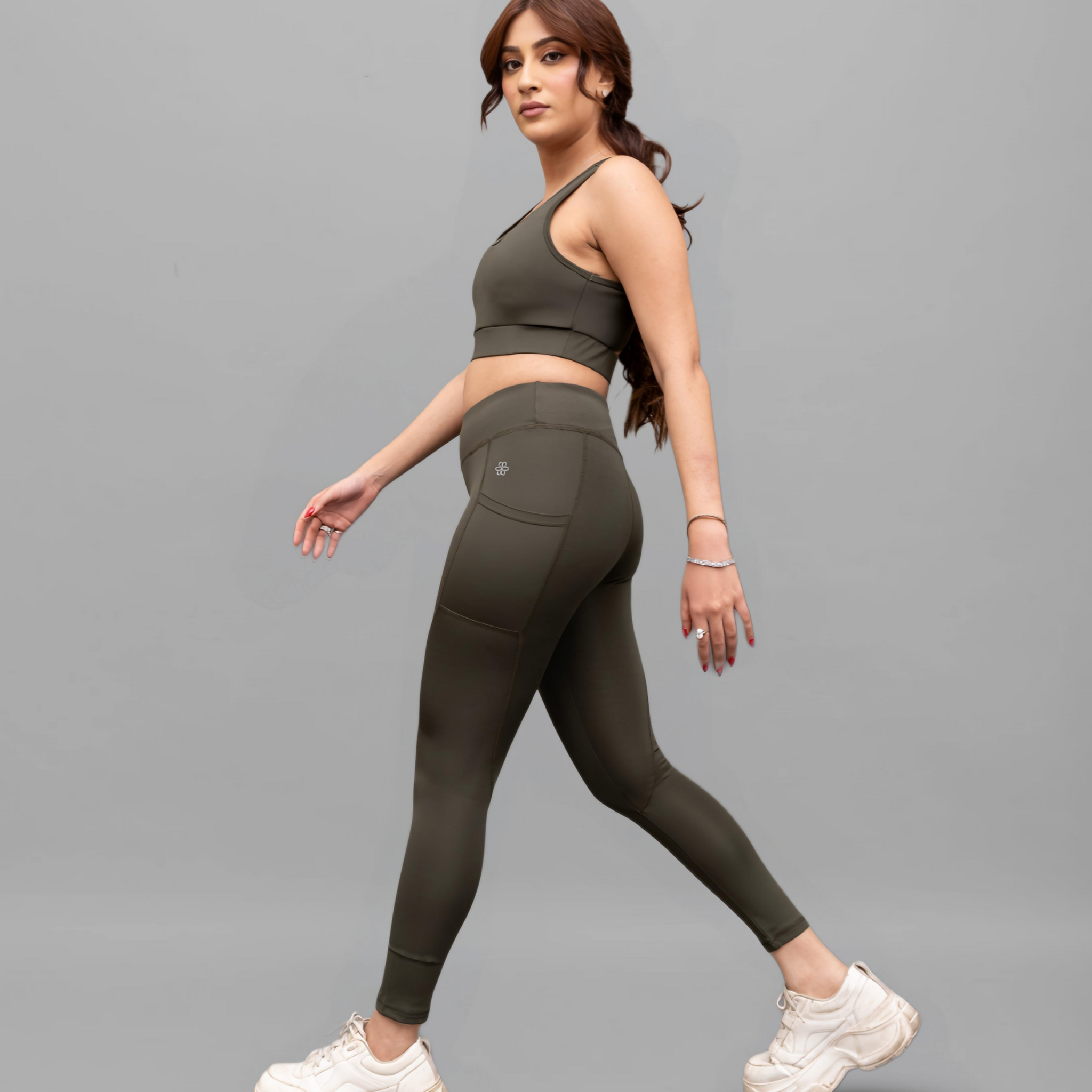 Sculpt-Fit Woodland Olive Leggings - Lite