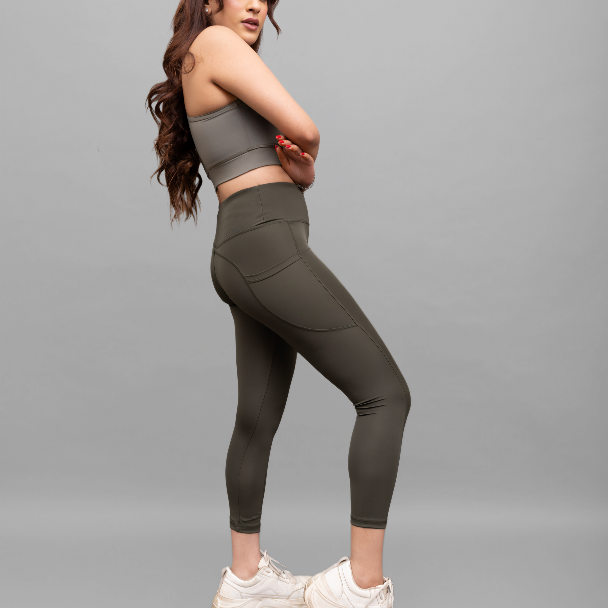 Contour-Fit Woodland Olive Leggings - Lite