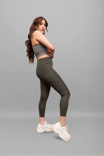 Contour-Fit Woodland Olive Leggings - Lite