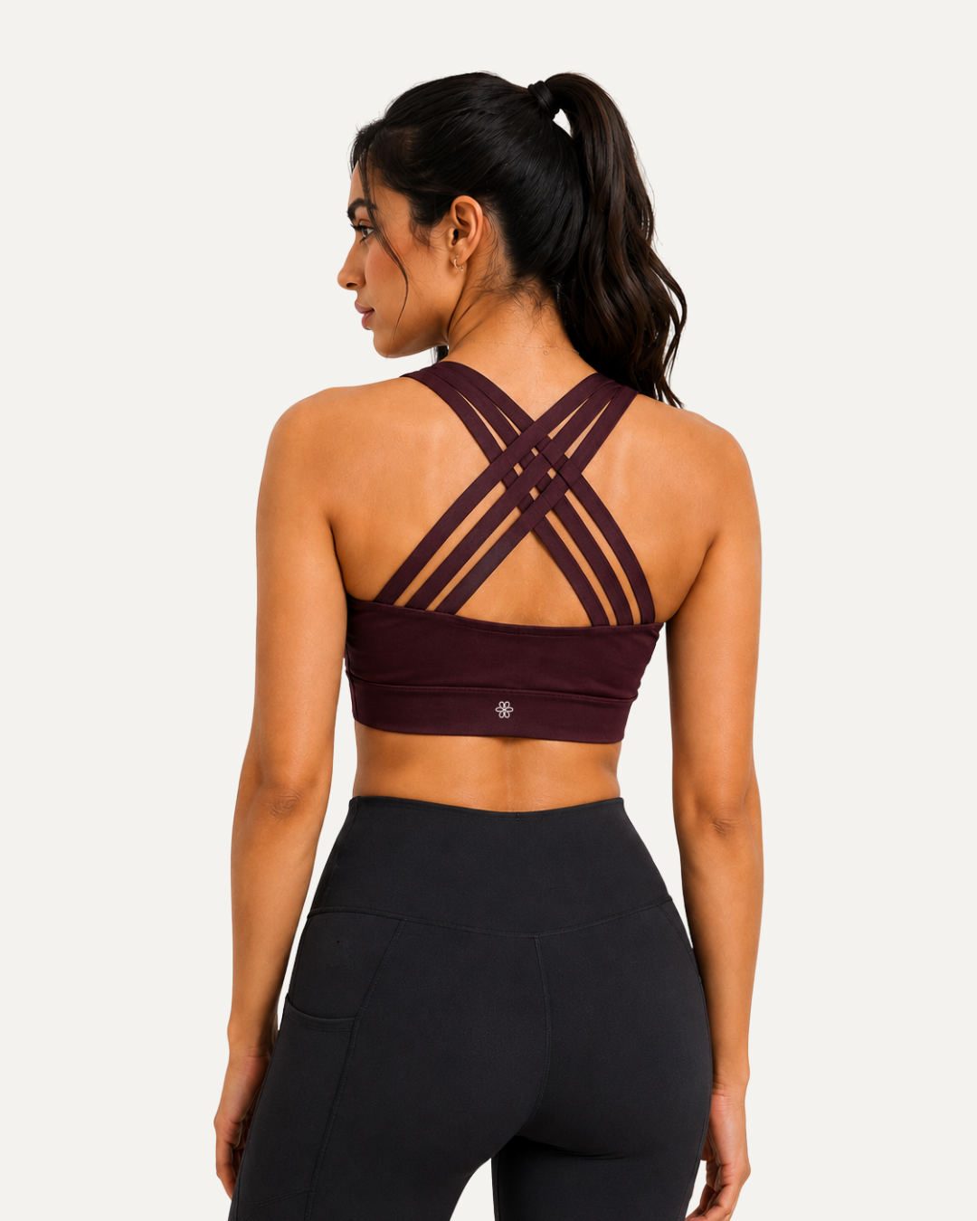 T-Criss Cross Dark Cherry Sports Bra