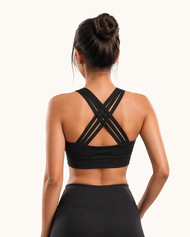 T-Criss Cross Noir Sports Bra