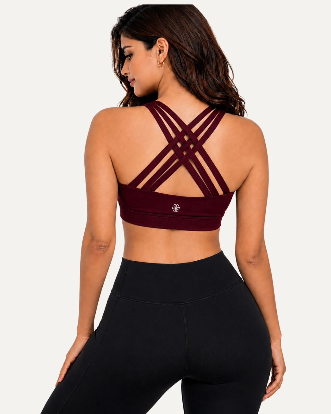 T-Criss Cross Dark Cherry Sports Bra